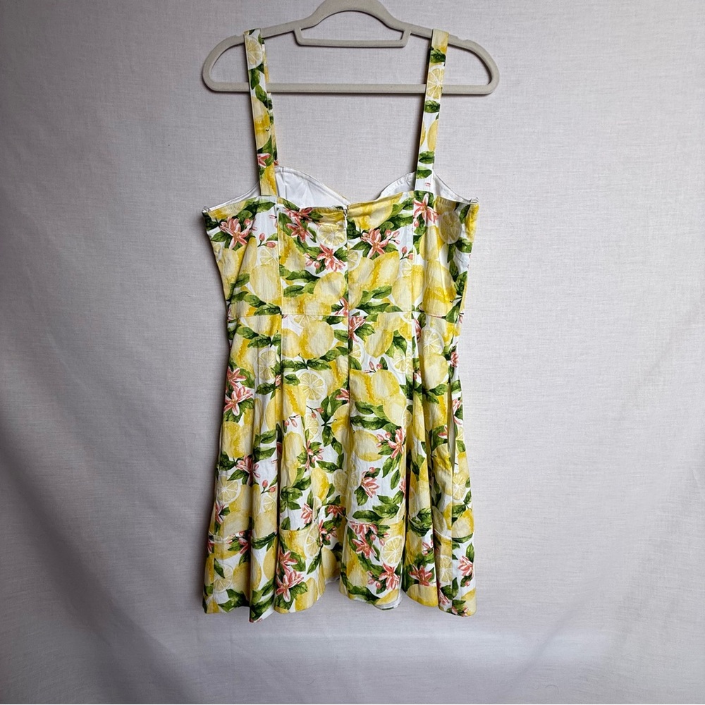 Avec Les Filles Lemon Corset Style Lemon Printed Mini Dress- Size 14 NWT - Picture 5 of 9